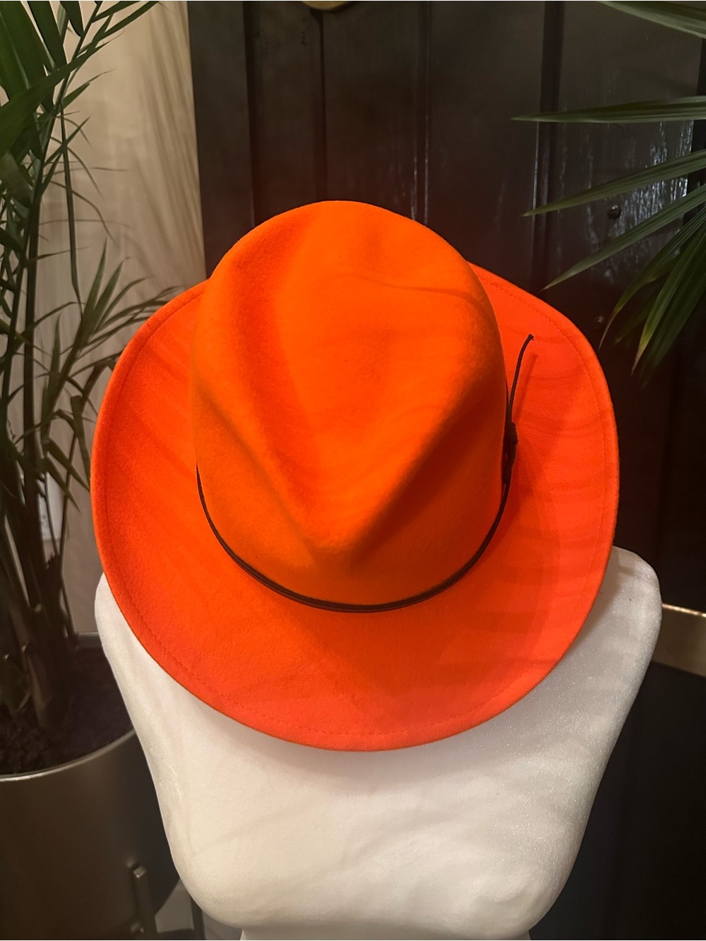 Foggy Mountain Maine Blaze Orange Western Cowboy Hunting Flapper Hat 100% Wool M - Picture 5 of 9